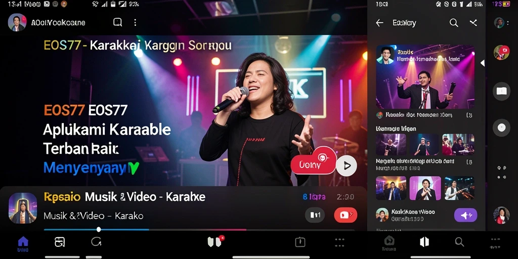 Tampilan antarmuka EOS77 dengan seluruh fitur karaoke yang menarik.