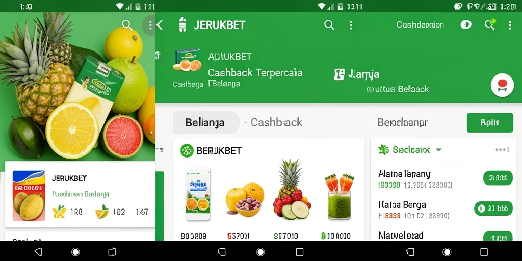 Antarmuka JERUKBET yang intuitif untuk menikmati cashback.