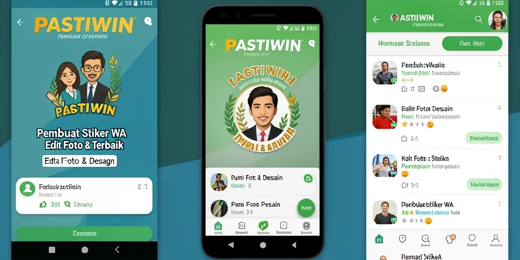 Tampilan antarmuka aplikasi PASTIWIN untuk membuat stiker WA yang menarik.