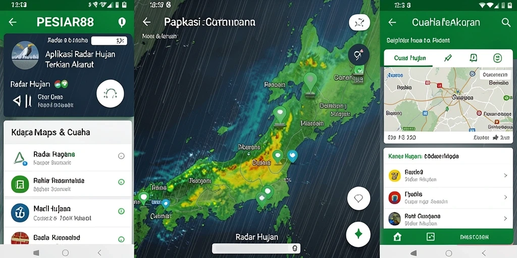 Antarmuka aplikasi PESIAR88 menampilkan radar hujan secara jelas.