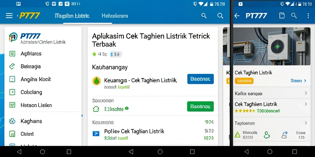 Tampilan antarmuka aplikasi Cek Tagihan Listrik PT777 yang informatif.